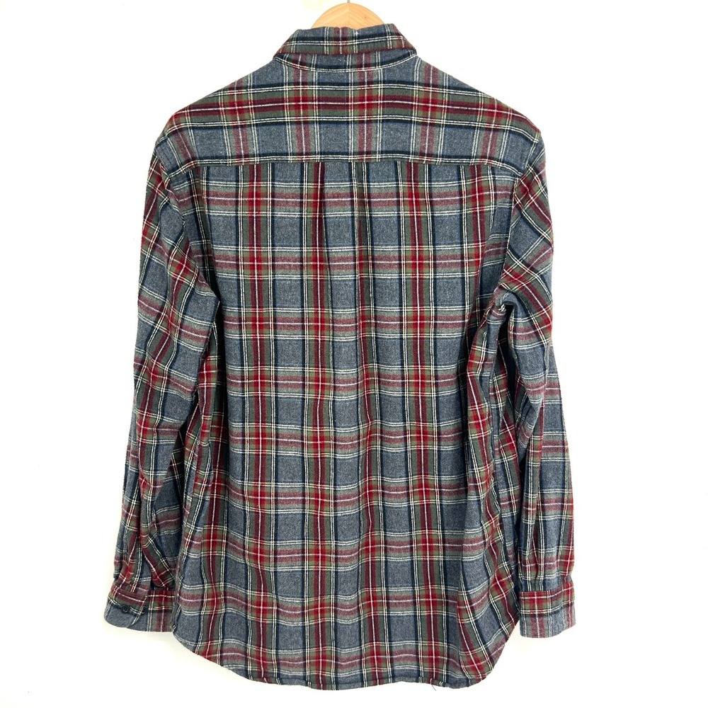 L.L.Bean Mens Traditional Fit Plaid Flannel Button Up Shirt Mens Size M Gray Red - Picture 2 of 11